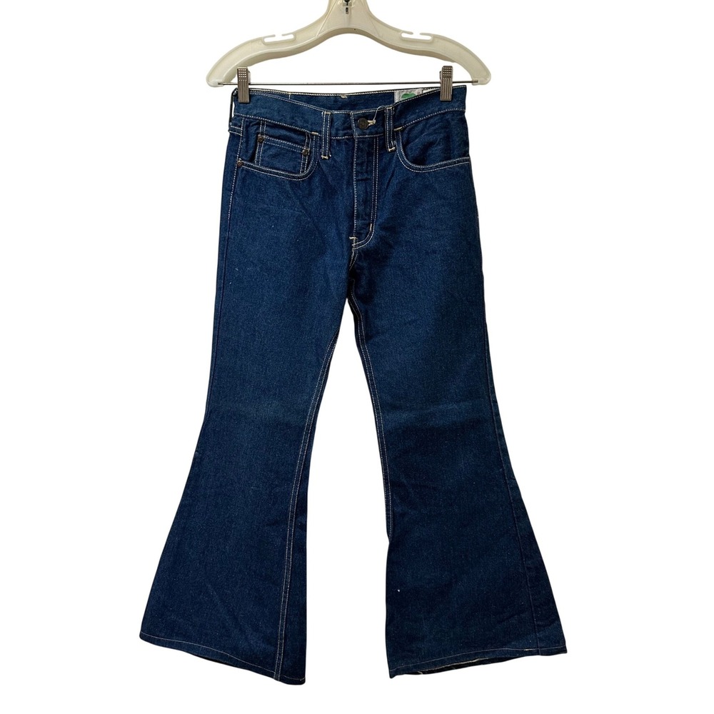 Vintage Texwood Bell Bottom Flare Jeans Dark Wash High Rise Blue Denim 70s Style